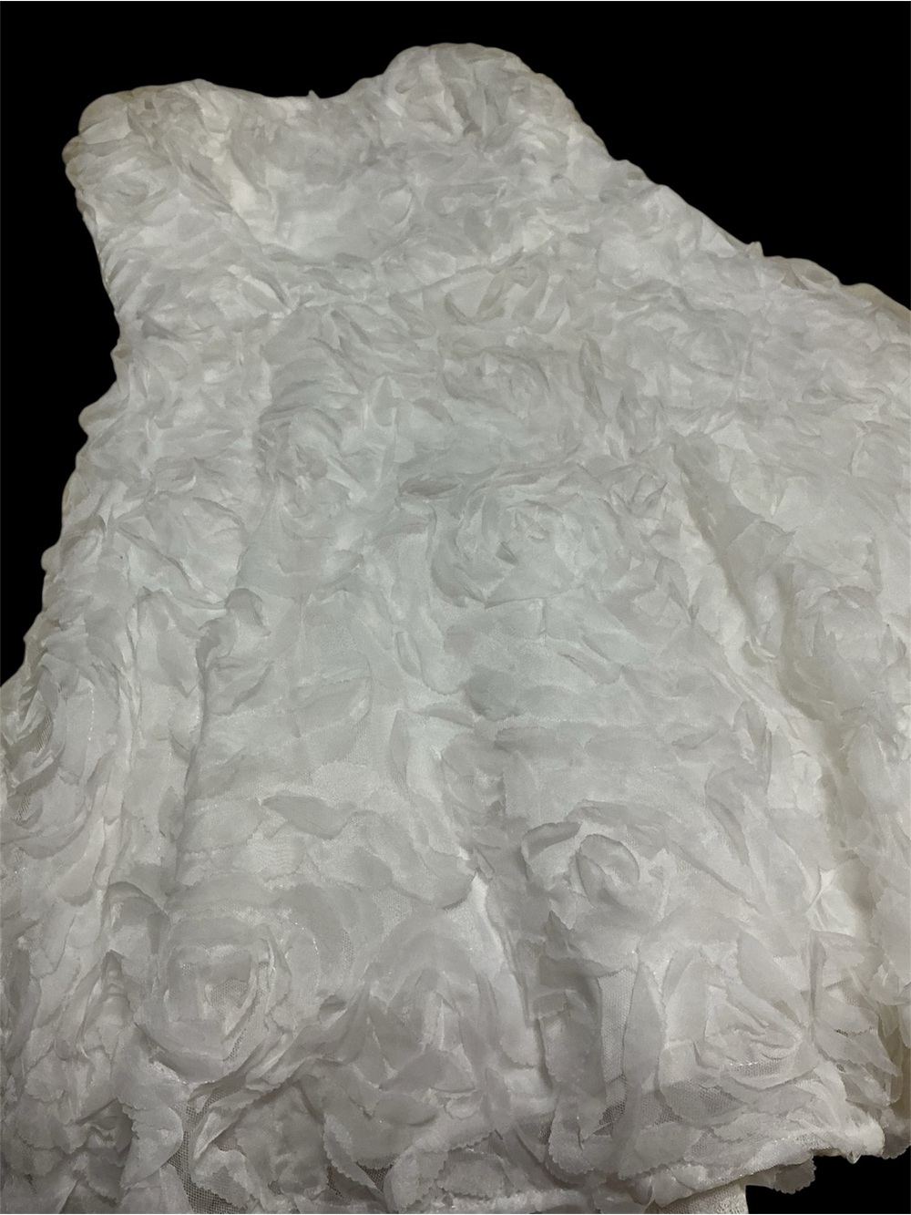 MANIJU Strapless White 3D floral rosette mini dress size L - Picture 8 of 11